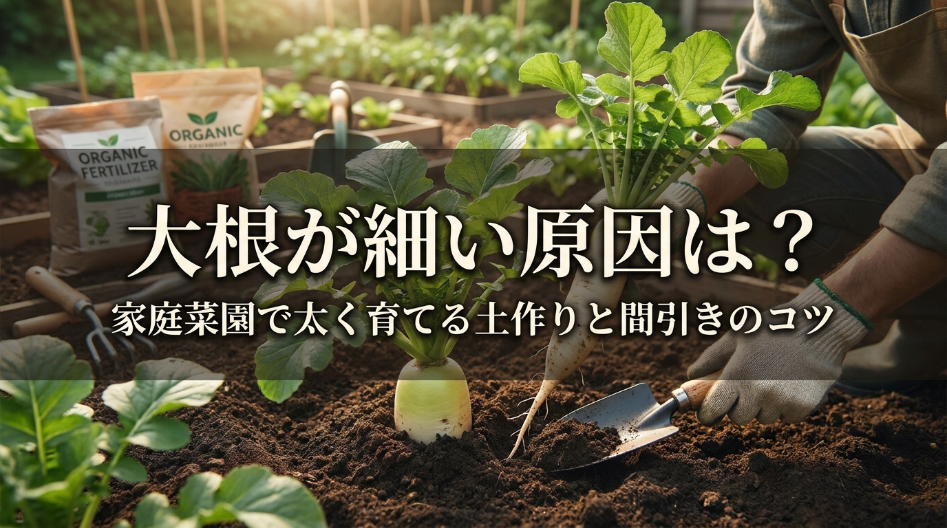 大根が細い原因は?家庭菜園で太く育てる土作りと間引きのコツ