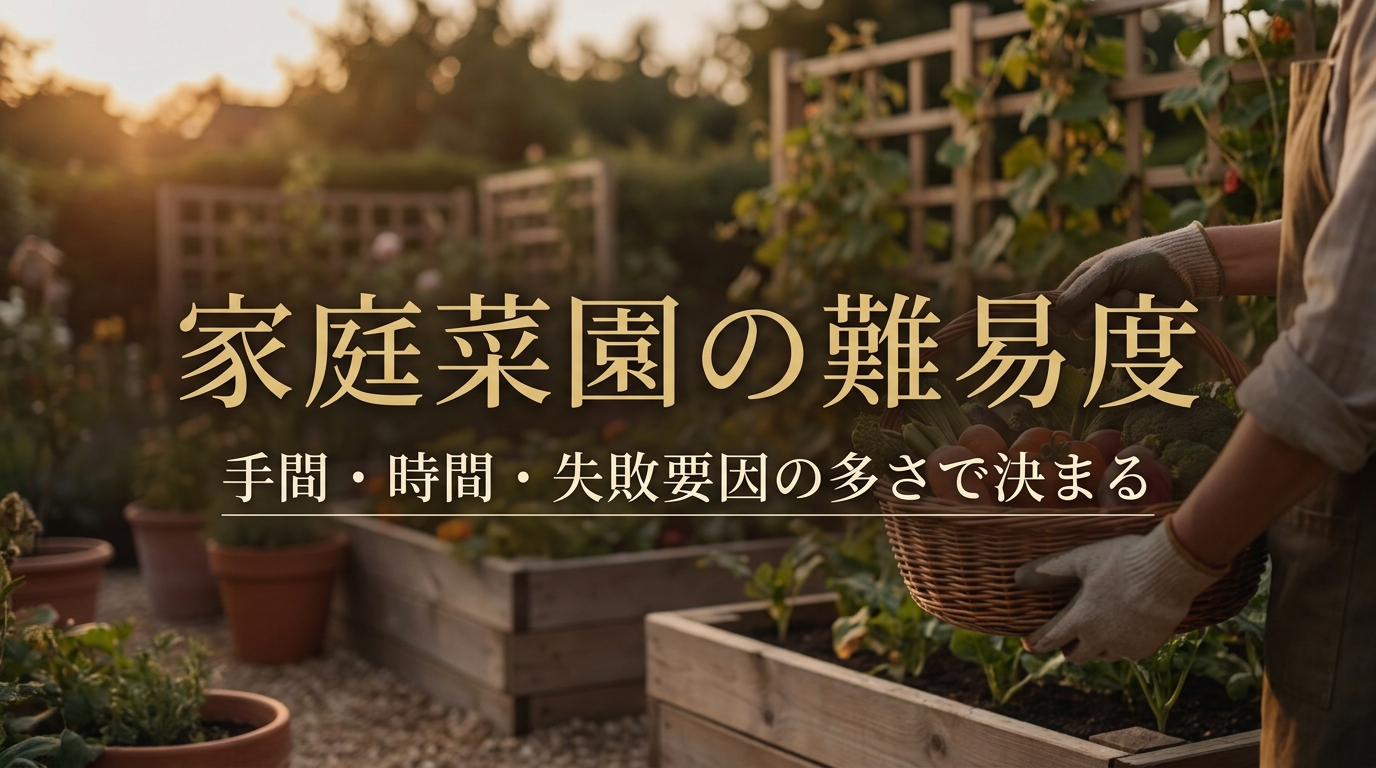 家庭菜園の難易度は「手間」「時間」「失敗要因の多さ」で決まる